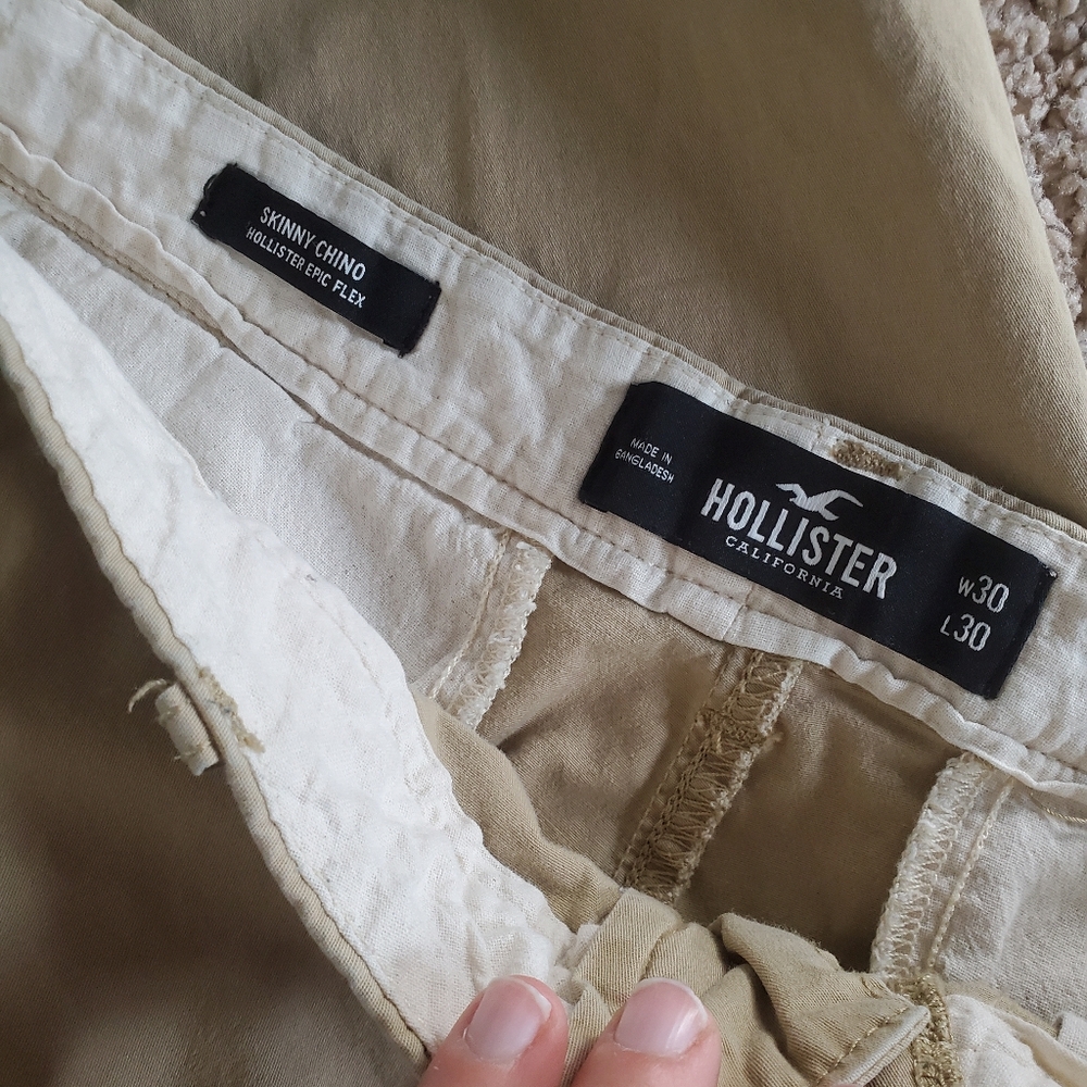 Hollister Skinny Chino Men's Pants Epic Flex Size 30x30 Beige - Picture 7 of 9